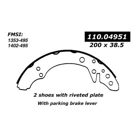 Centric Centric Premium Brake Shoes, Centric Parts 111.04951 111.04951